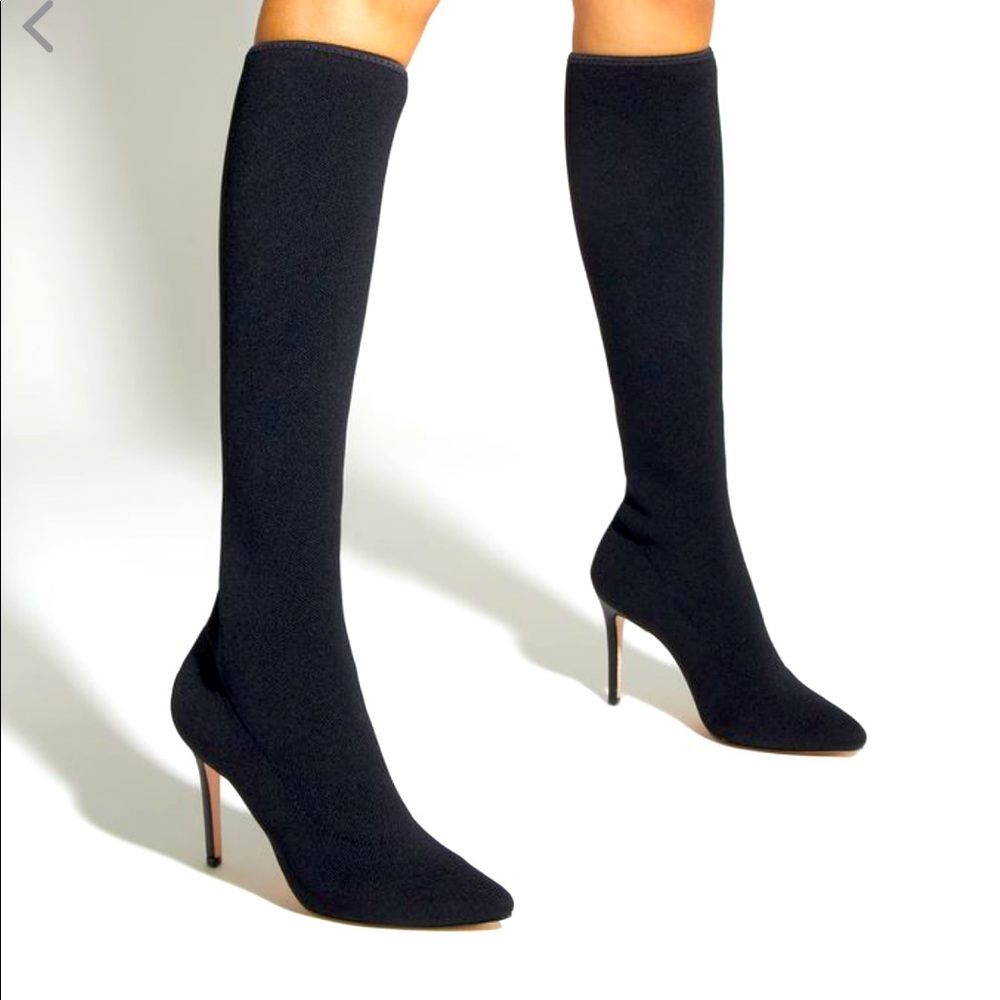 Fabric heeled knee-high boots